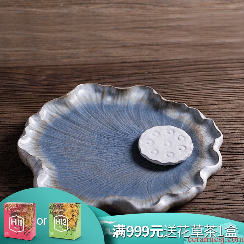 Million kilowatt/ceramic tea tray # circular kung fu tea tray tray no pipe tea table autumn lotus pool