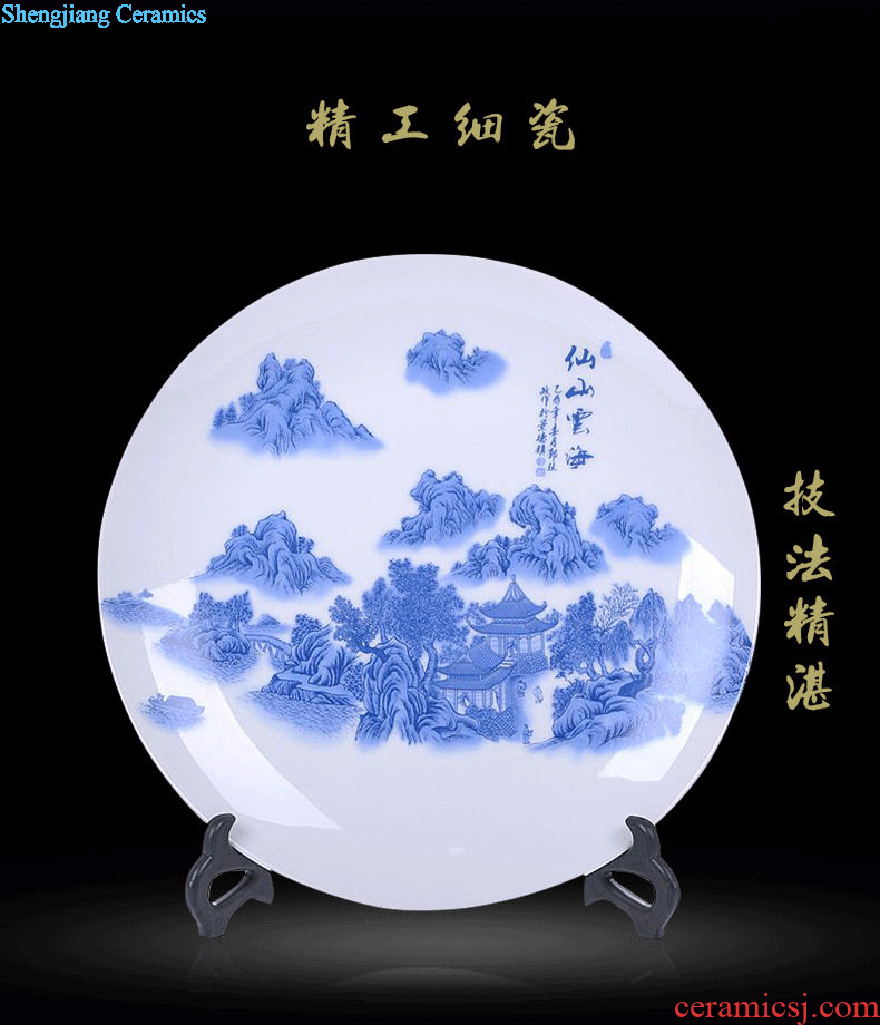 Jingdezhen ceramics landscape faceplate hang dish modern household adornment handicraft decoration decoration plate