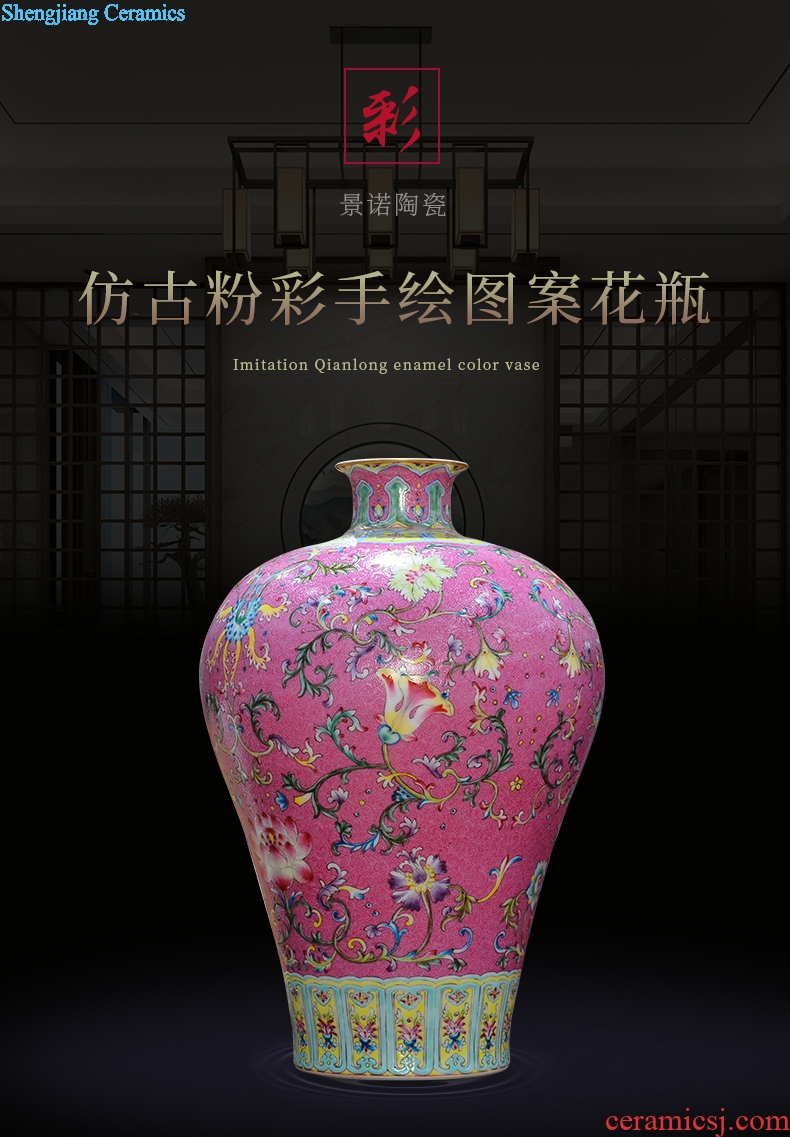 Jingdezhen ceramics imitation qing qianlong pastel hand-painted morning glory vases, new Chinese style living room decorations furnishing articles