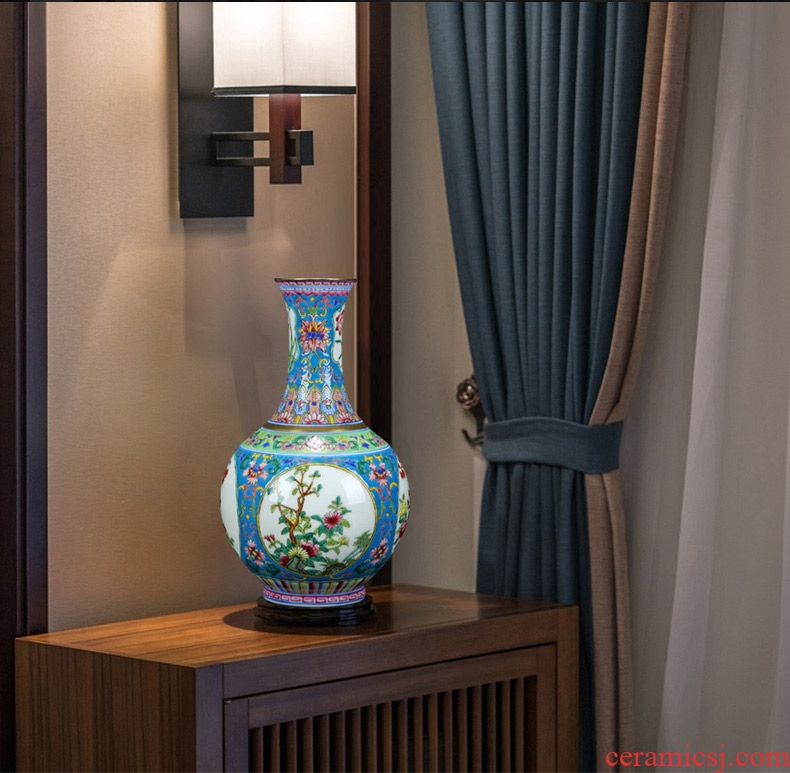 Jingdezhen ceramics archaize qing qianlong enamel colour dress hand-painted vases, Chinese style living room decorations furnishing articles