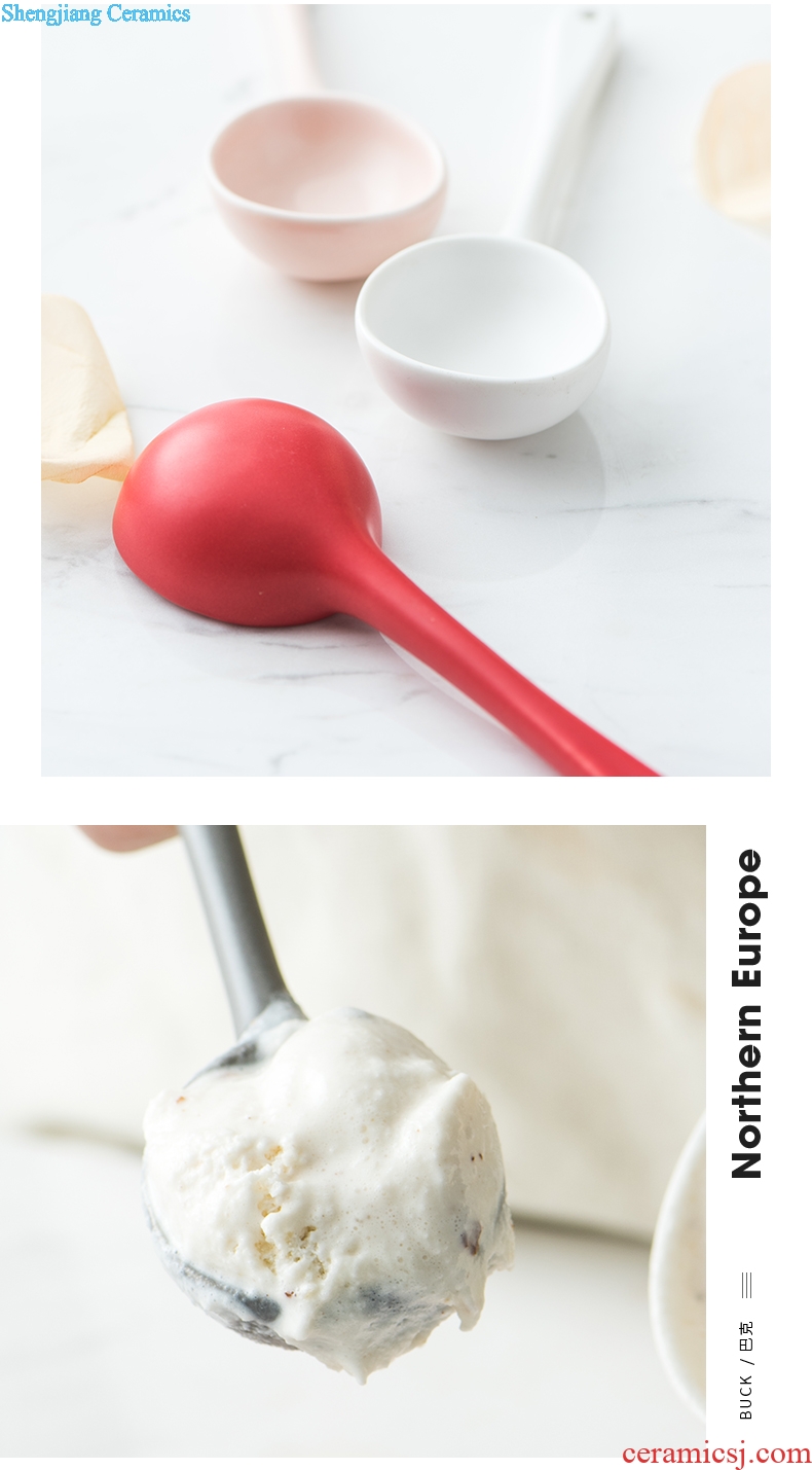 Northern wind ceramic spoon creative cute little spoon household spoon scoop ice cream dessert spoon baby food