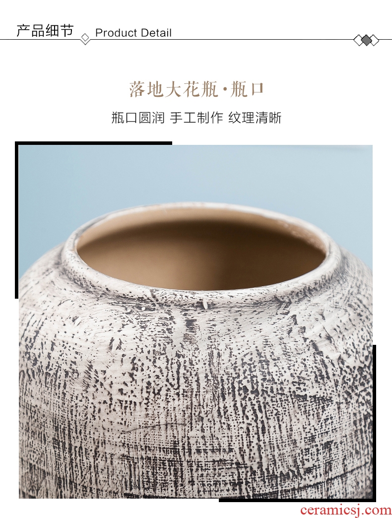 Jingdezhen ceramic vases, dried flowers thick clay ground large flower implement home sitting room restoring ancient ways of modern furnishing articles flower arrangement