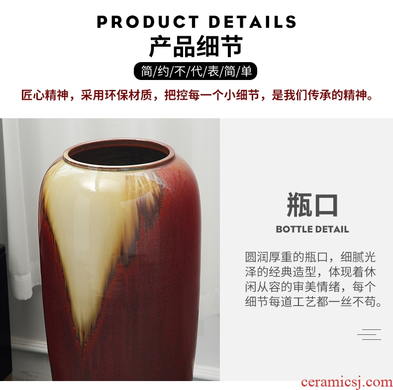 New Chinese style ceramic landing simulation flower vase large sitting room suit dry flower arrangement home furnishing articles