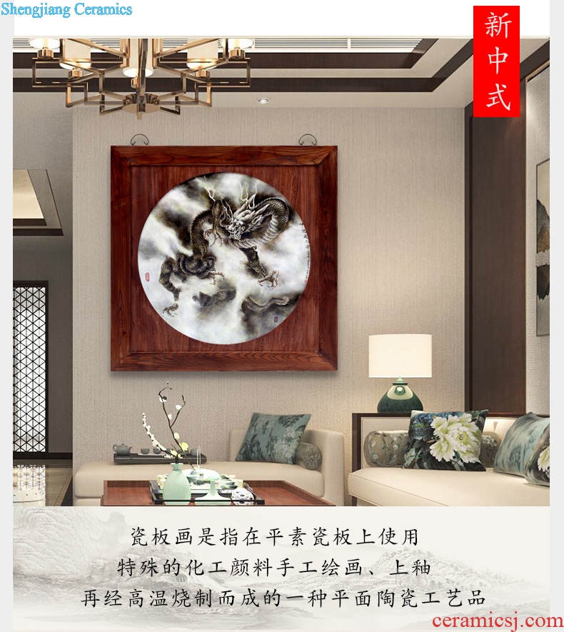 Jingdezhen square porcelain plate painting too qing dragon ao hang a picture to the sitting room adornment office opening gifts