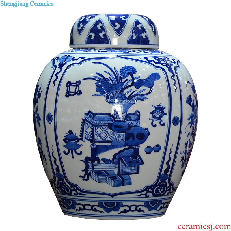 Jingdezhen ceramics imitation qing qianlong hand-painted design of blue and white porcelain vases, new Chinese style living room decorations furnishing articles