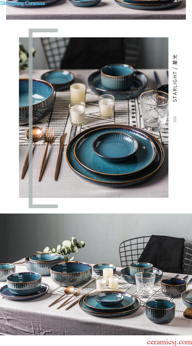 Ijarl million jia creative ceramic tableware suit household dish dish dish of rice bowl soup plate variable glaze starlight