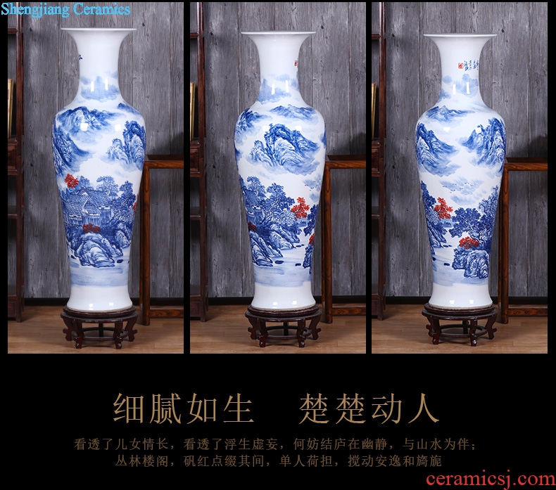 Jingdezhen ceramics of large blue and white porcelain vase sitting room open TV ark adornment of Chinese style household furnishing articles