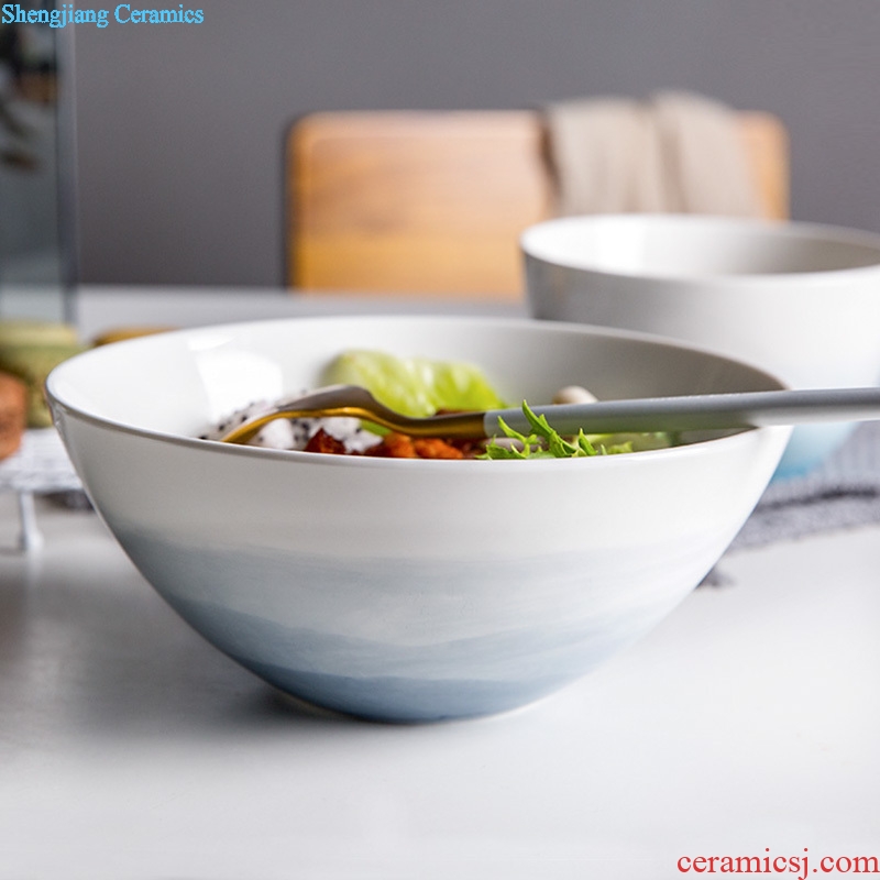 Ijarl million jia rainbow noodle bowl creative contracted household Korean ceramics tableware large rice bowls bowl bowl