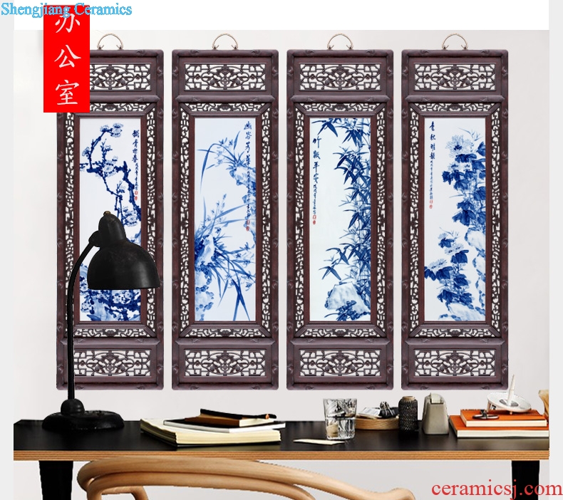 Jingdezhen hand-painted chrysanthemum patterns home sitting room is the study of four screen Chinese style sofa setting wall adornment that hang a picture