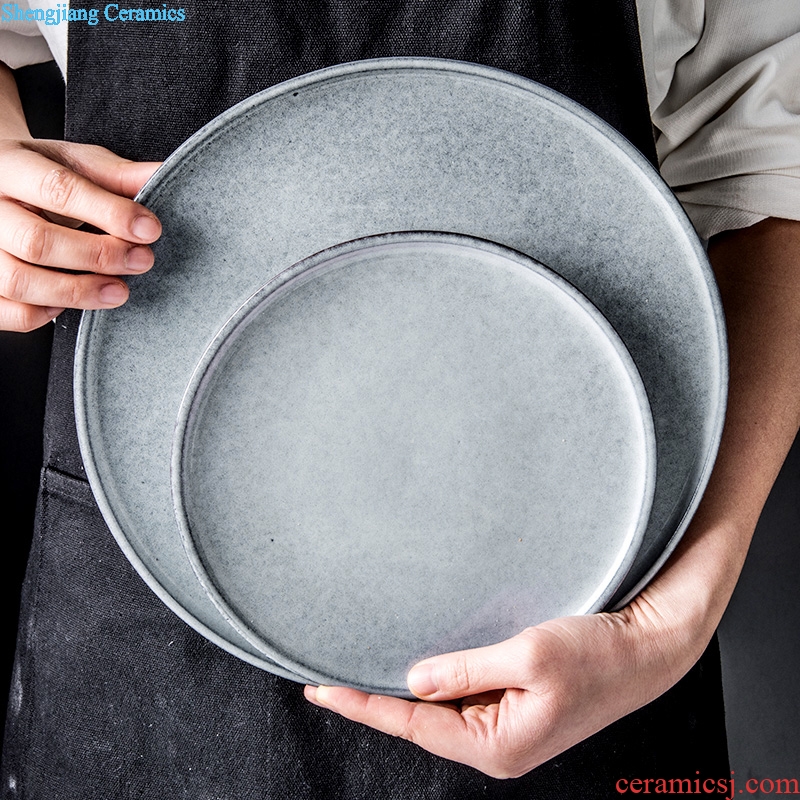 Flat tray household ceramics creative retro snack plate of pasta dish western European plate ins