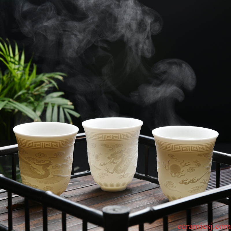 The early panther ceramic cups one kung fu master cup single little tea light household jingdezhen porcelain bone porcelain sample tea cup