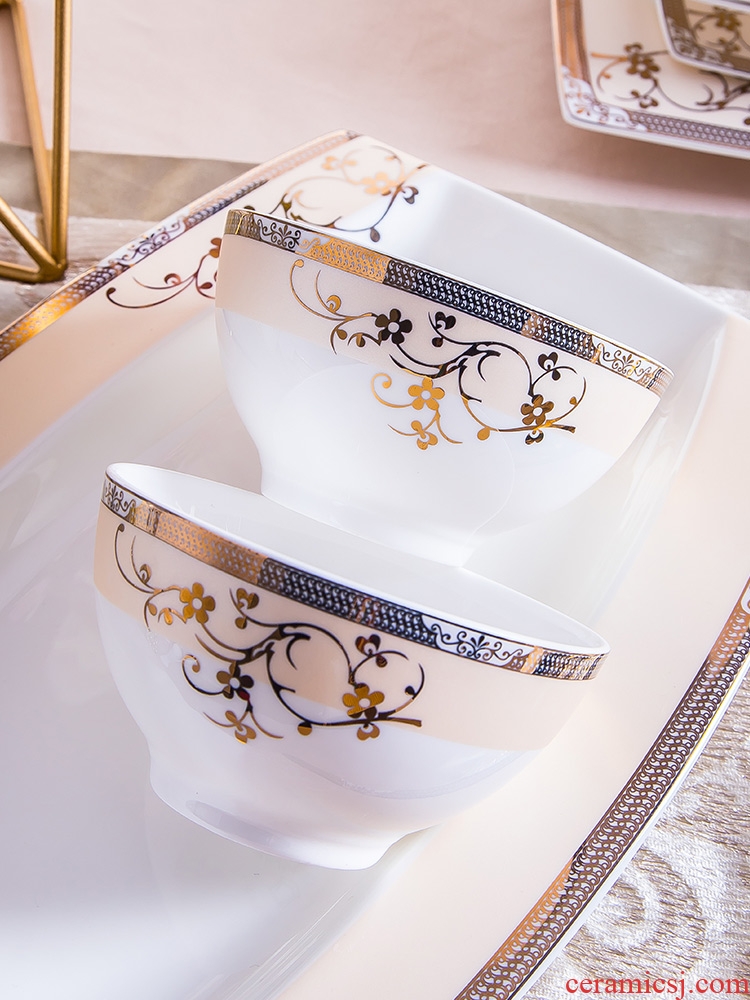 Jingdezhen high-grade ceramic tableware suit European high bone bowls with large soup bowl dish dishes gifts