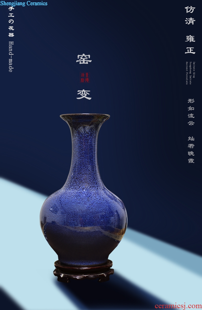 Jingdezhen ceramics creative vase dry flower arranging place Chinese style household adornment ornament blue large living room