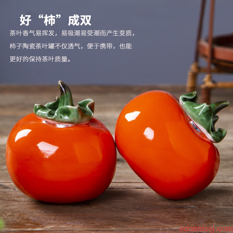 Everything is going well with jingdezhen ceramic little persimmon portable caddy home sitting room adornment is placed creative gift