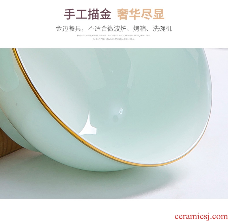 Jingdezhen ceramic household 4.5 inch bowl phnom penh 4/6/10 Chinese celadon bowls set a ceramic bowl