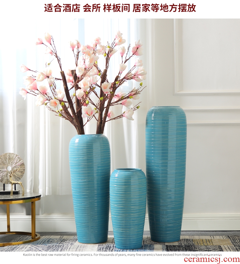 Contracted and contemporary ceramic vase furnishing articles sitting room dry flower arranging large landing simulation flower hotel villa soft decoration