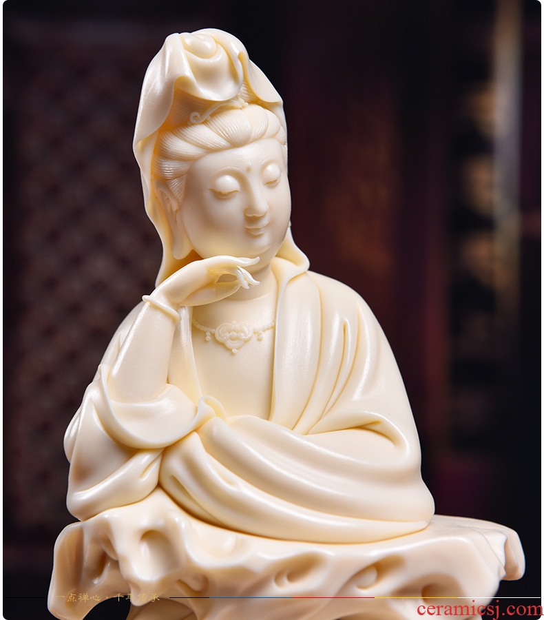 Bm provincial master Lin Jiansheng works yellow jade porcelain ceramic Buddha furnishing articles life guanyin D03-135