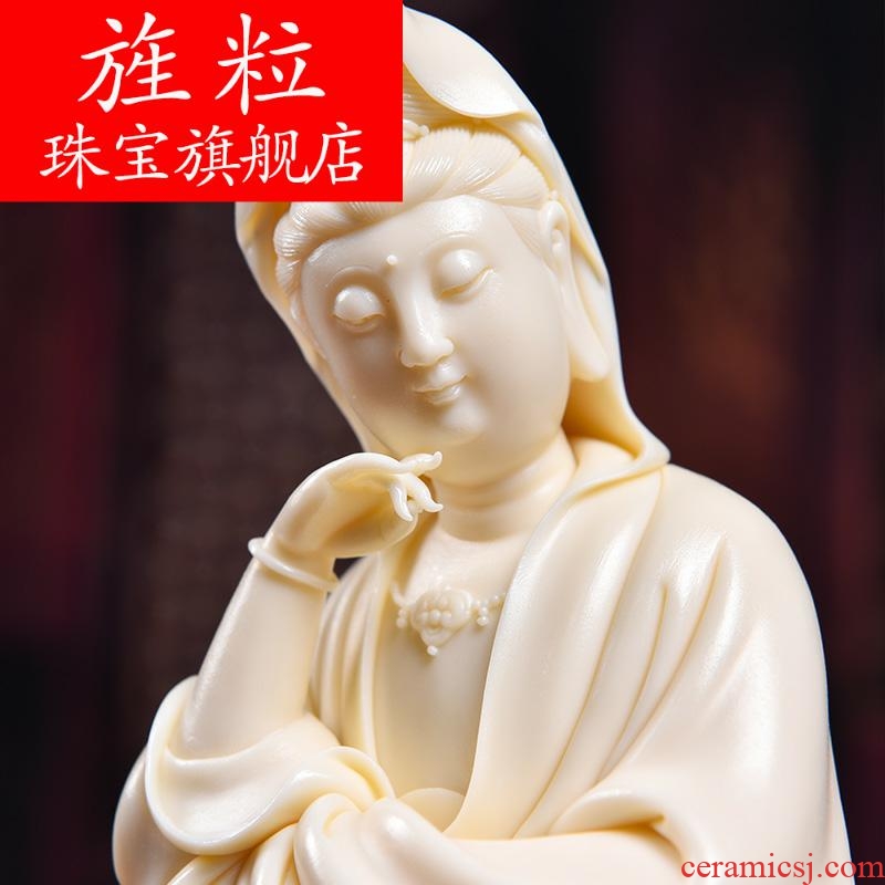 Bm provincial master Lin Jiansheng works yellow jade porcelain ceramic Buddha furnishing articles life guanyin D03-135