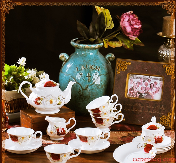 Ceramic coffee cup suit European contracted phnom penh bone porcelain coffee cup tea cups and saucers afternoon tea set