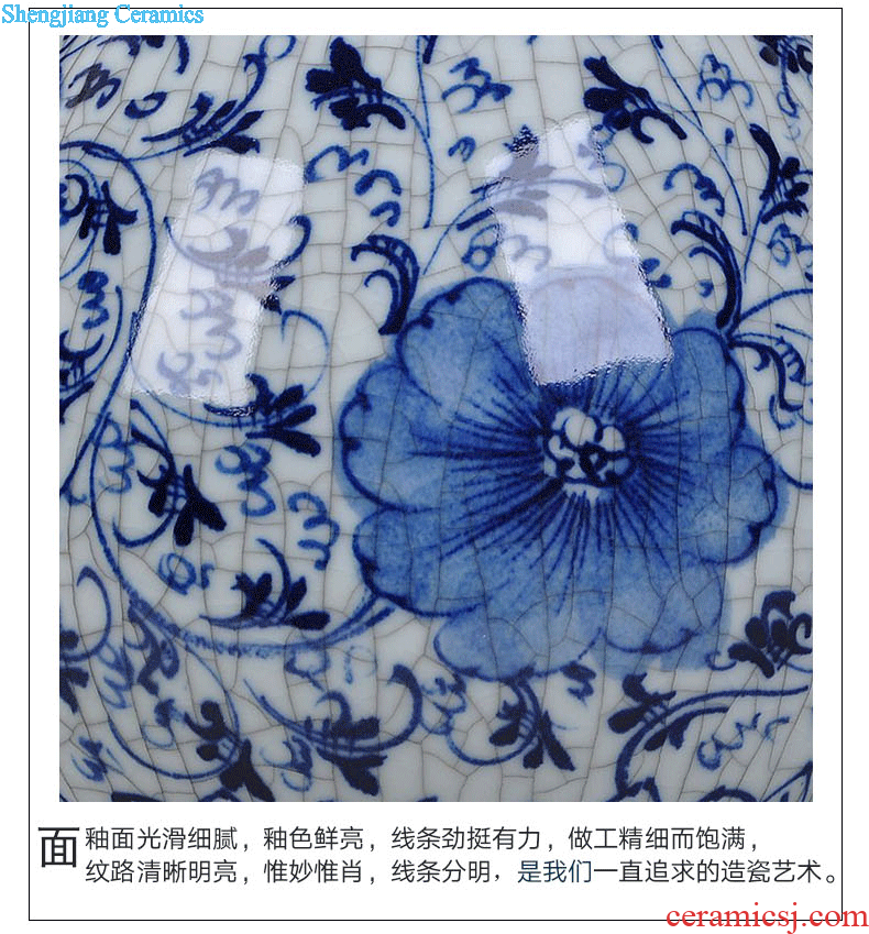 Jingdezhen ceramics hand-painted under glaze color antique kiln blue and white porcelain flower crafts home furnishing articles sitting room set