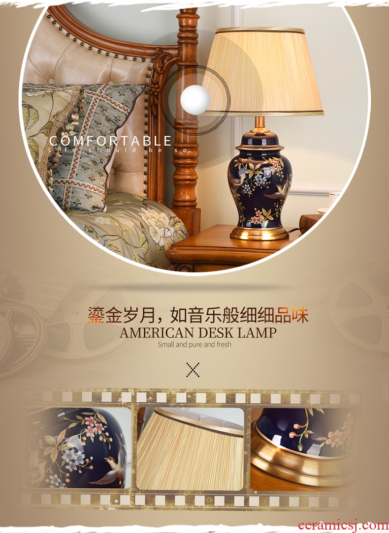 Robbie Macao American desk lamp light warm idea of bedroom the head of a bed European contracted sitting room decorate ceramic lamp