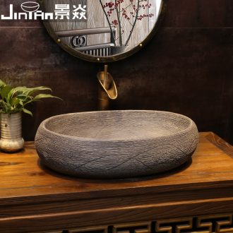 JingYan engraving line art stage basin of Chinese style restoring ancient ways ceramic lavatory toilet archaize on the sink