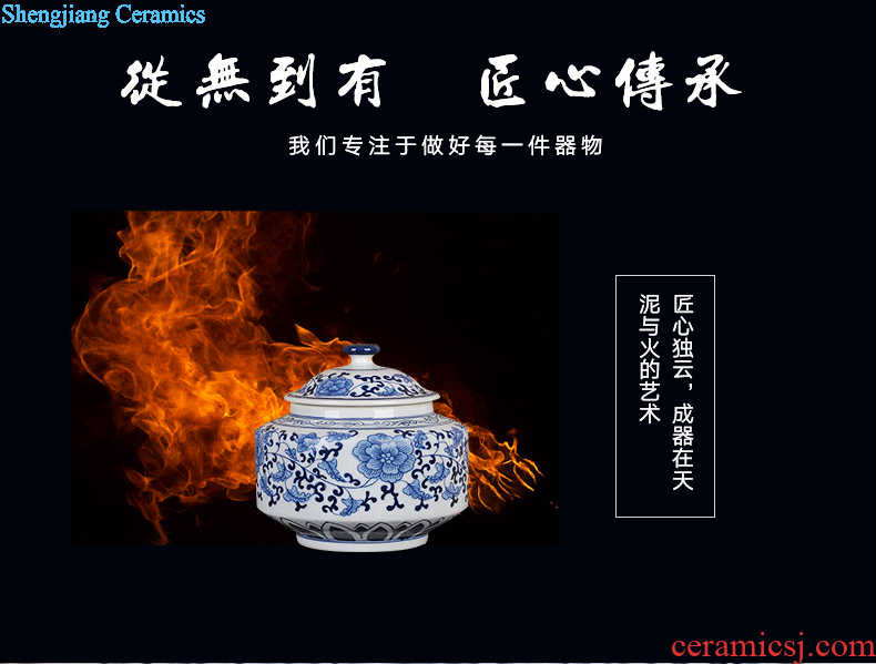 Jingdezhen blue and white ceramics glaze color storage tank under caddy household adornment handicraft furnishing articles