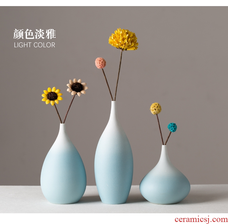 Vase furnishing articles sitting room dry flower arranging flowers small pure and fresh and ceramic home decoration ins wind Nordic sitting room adornment