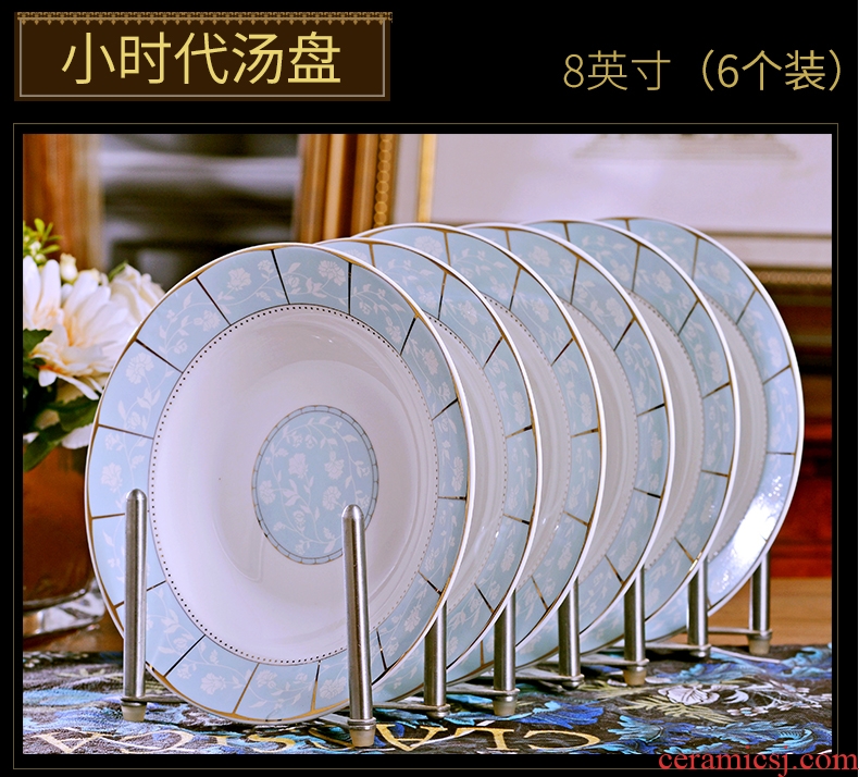 Jingdezhen ceramic plate 0 steak plate round the creative contracted household of Chinese style tableware package dumplings