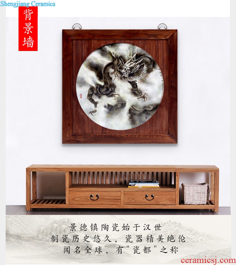 Jingdezhen square porcelain plate painting too qing dragon ao hang a picture to the sitting room adornment office opening gifts