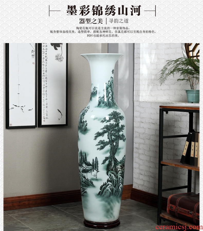 Jingdezhen ceramics of large blue and white porcelain vase, flower arrangement of Chinese style living room office decoration place hotel