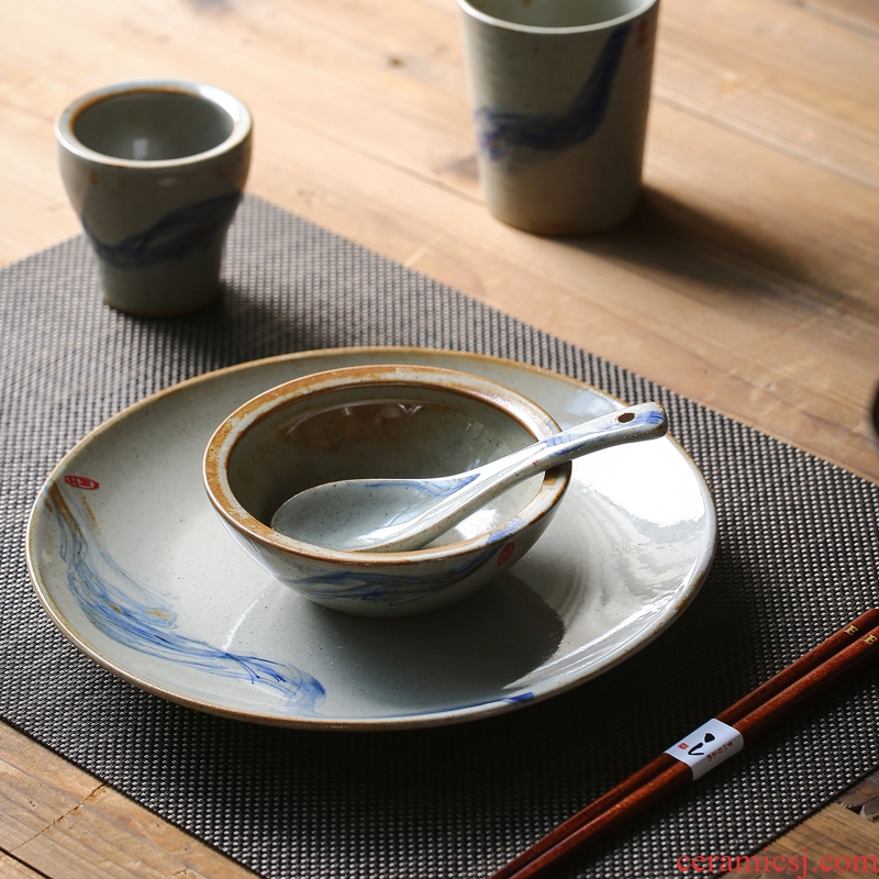 One Japanese food ceramic tableware suit. Also hotel restaurant dishes teaspoons of glass plate hotel supplies