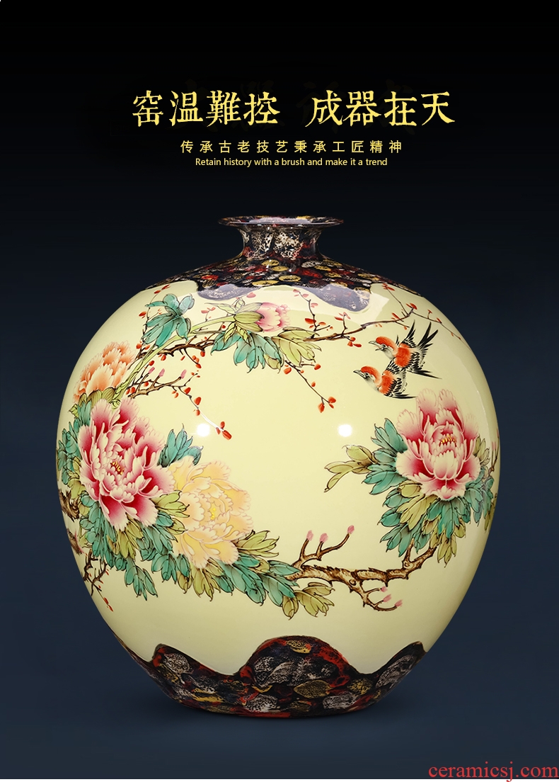 Master of jingdezhen ceramics hand-painted pastel antique vase Chinese TV ark adornment is placed large living room