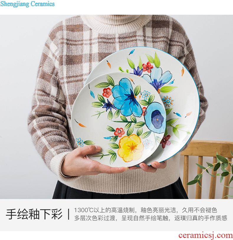 Ijarl million jia creative American ceramic tableware flat plate of Chinese style beefsteak disc ceramic 0