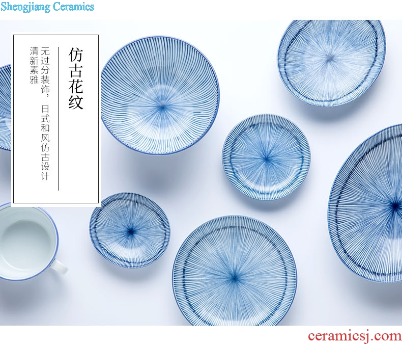 Million jia Japanese imports of creative hand-painted ceramic disc plate pattern mugs for your job home steamed dishes