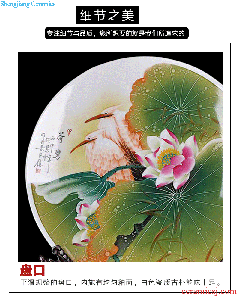 Jingdezhen ceramic hang dish of new Chinese style decoration plate living room TV ark home furnishing articles furnishing articles hand-painted sat dish household