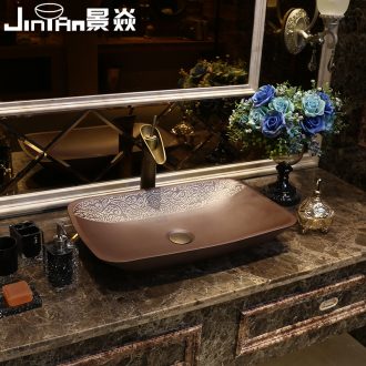 JingYan Fred over art stage basin creative ceramic lavatory rectangular basin archaize lavabo restoring ancient ways