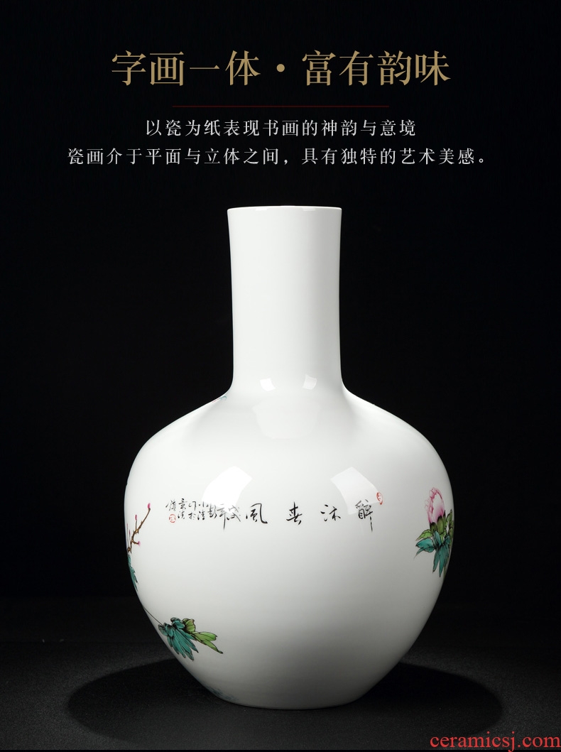 Jingdezhen ceramic hand-painted big vase furnishing articles archaize famille rose porcelain arts and crafts flower arranging the sitting room porch restaurant