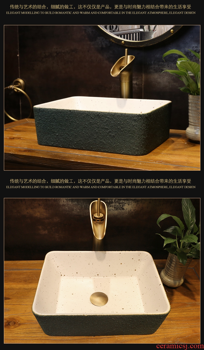 JingYan blackish green stone on the small square ceramic lavatory basin creative household small size on the sink