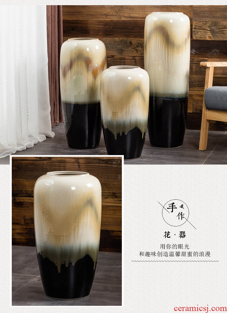 Jingdezhen ground vase large contemporary and contracted home sitting room adornment Chinese style porch place the flower flower arrangement