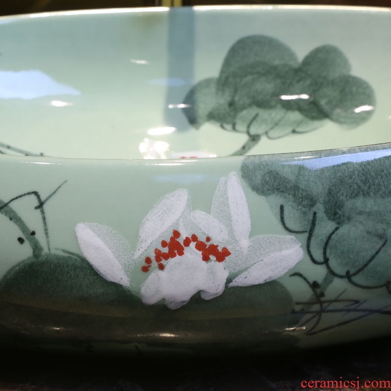 Chinese art stage basin oval ceramic lavatory toilet JingYan lotus basin on the sink