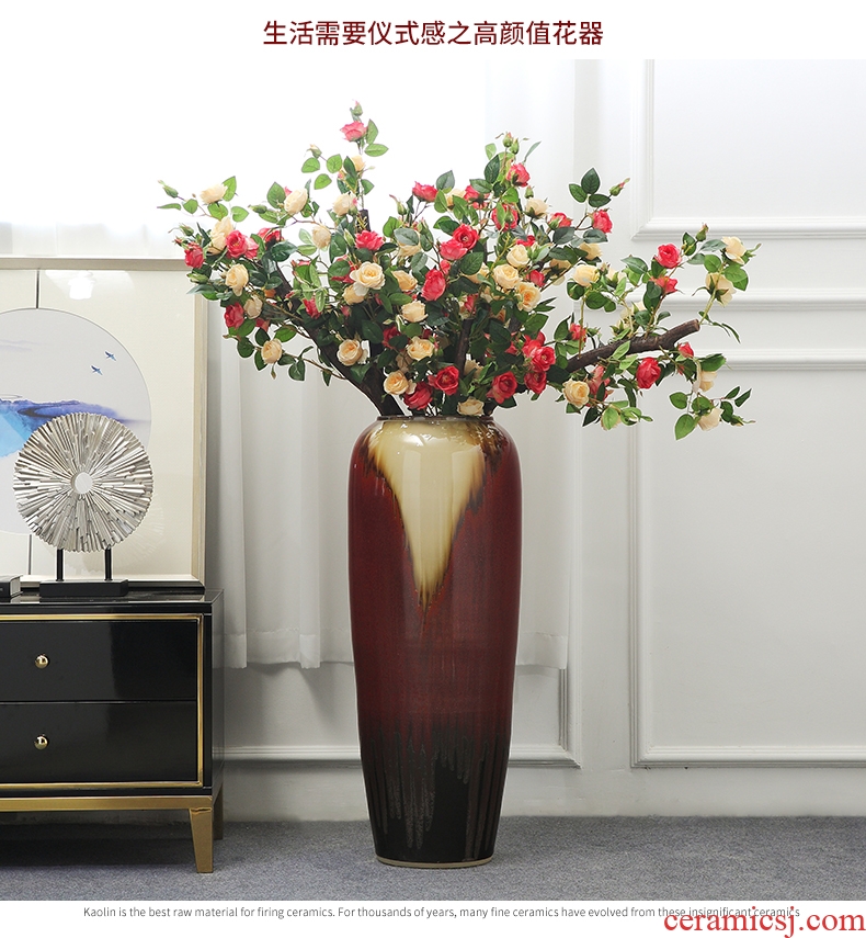 New Chinese style ceramic landing simulation flower vase large sitting room suit dry flower arrangement home furnishing articles