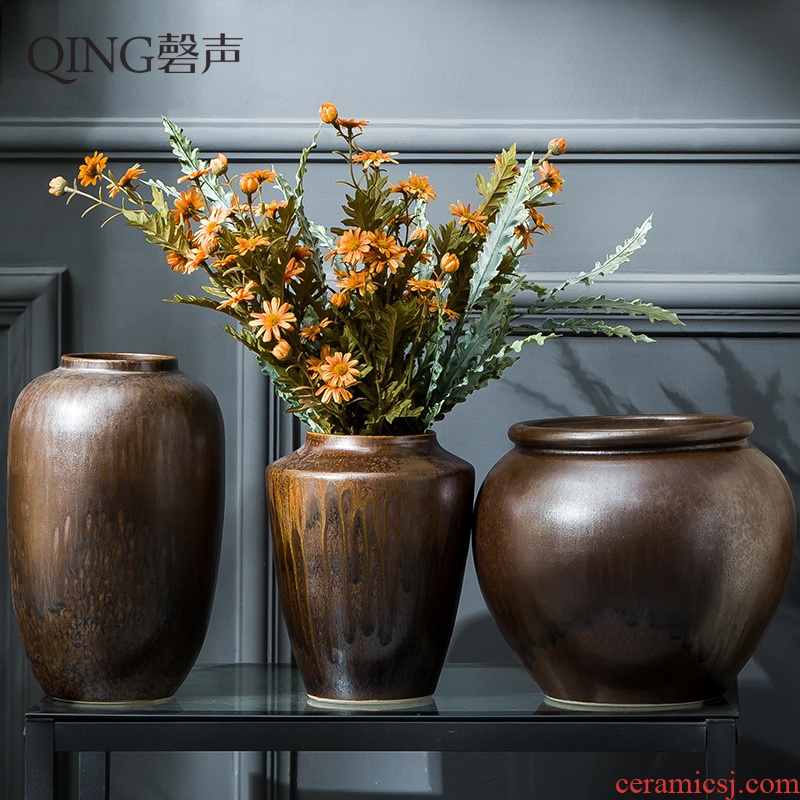 Ceramic vase furnishing articles sitting room TV cabinet decoration to the hotel Chinese style restoring ancient ways is dried flower arranging flowers POTS of large porcelain