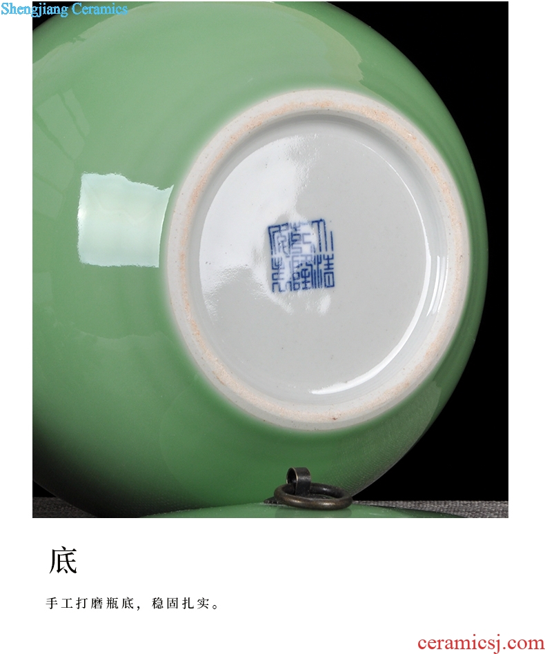 Jingdezhen ceramics new Chinese circular pea green tea storage tank candy jar sitting room home furnishing articles