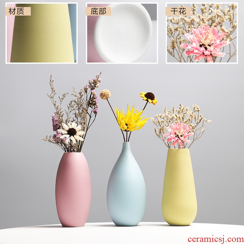 Craft ceramics dried flower vase furnishing articles flower arranging small pure and fresh and contracted and contemporary sitting room TV cabinet table decorations