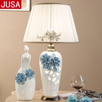 For three European ceramic light luxury lighting handmade ceramic lamps and lanterns of contemporary and contracted sitting room big desk lamp of bedroom the head of a bed