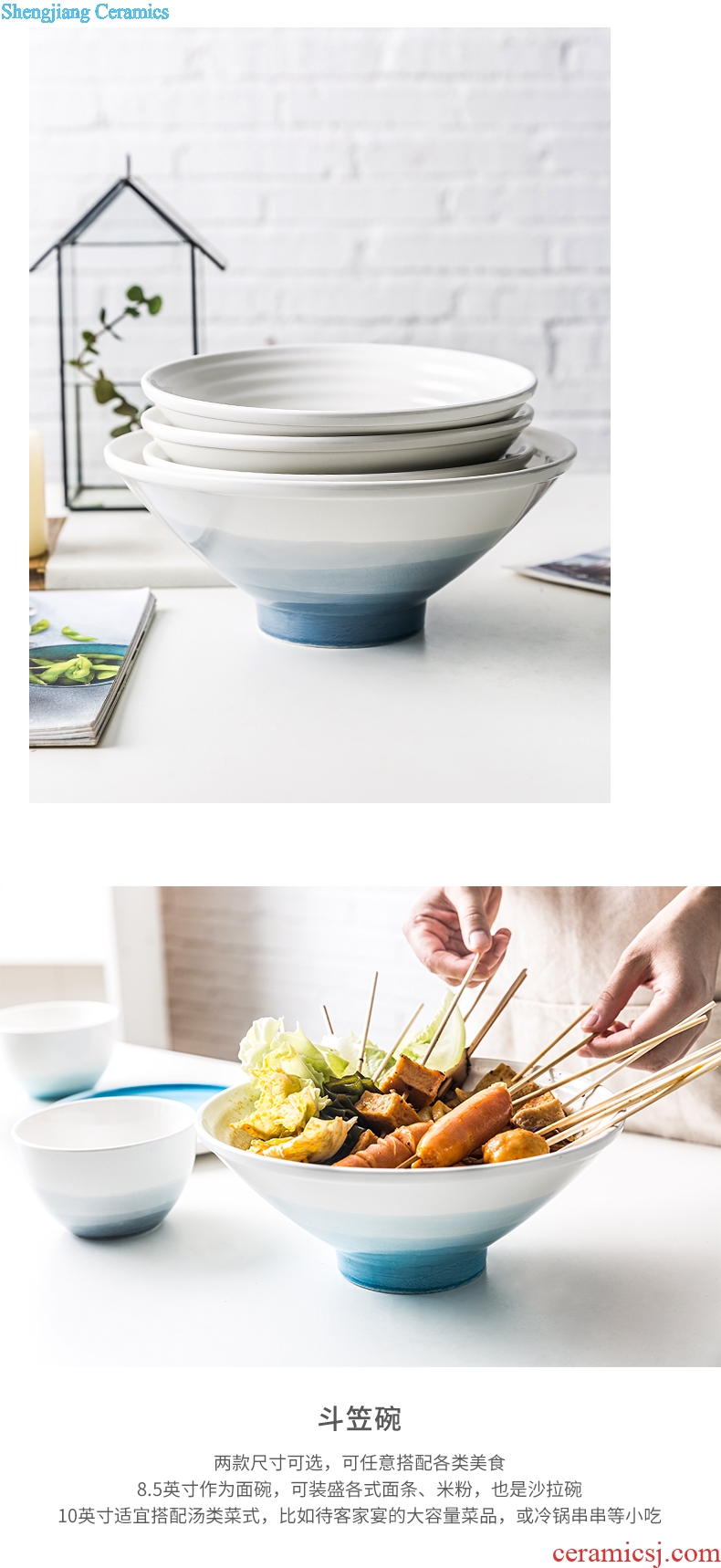 Ijarl million jia rainbow noodle bowl creative household ceramics tableware rice bowls bowl large salad was nice bowl