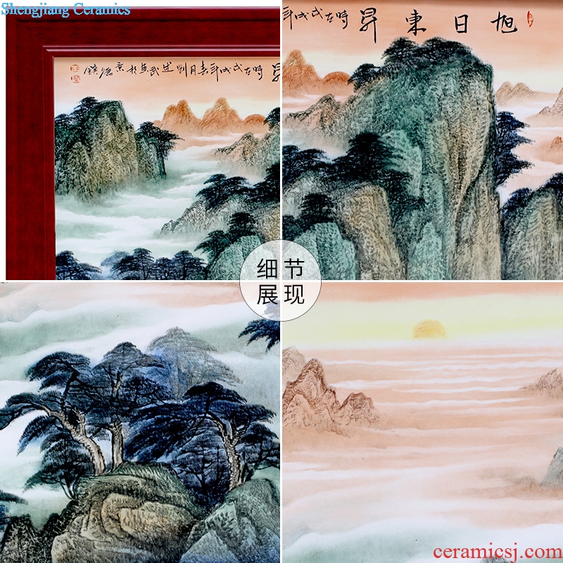 Jingdezhen ceramic hand-painted sunrise landscape porcelain plate painting the living room a study Chinese opening gifts that hang a picture