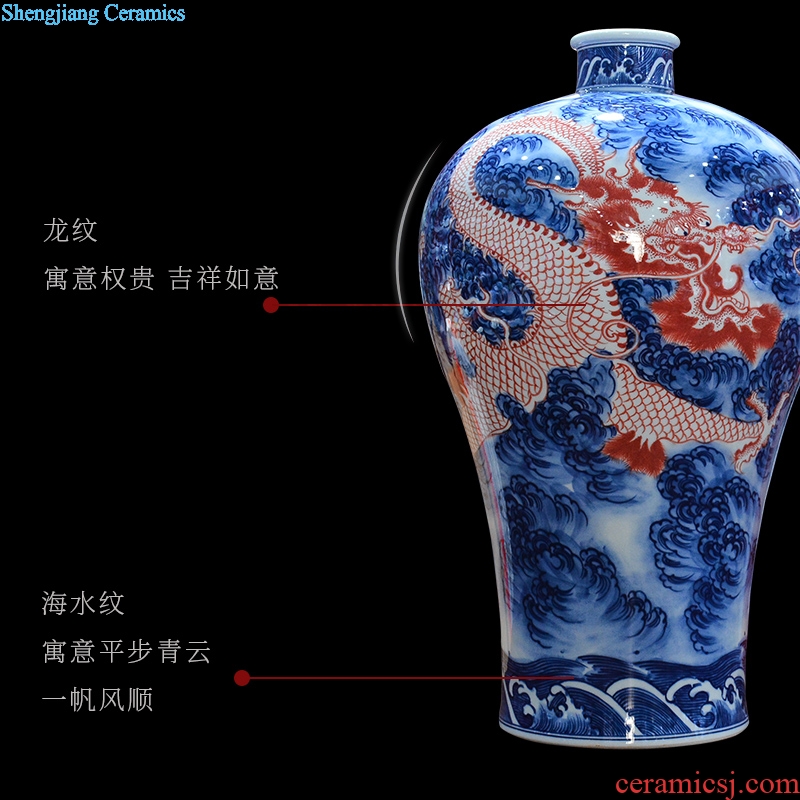 Jingdezhen ceramics imitation qing qianlong hand-painted of blue and white porcelain dragon mei bottles of new Chinese style sitting room adornment is placed