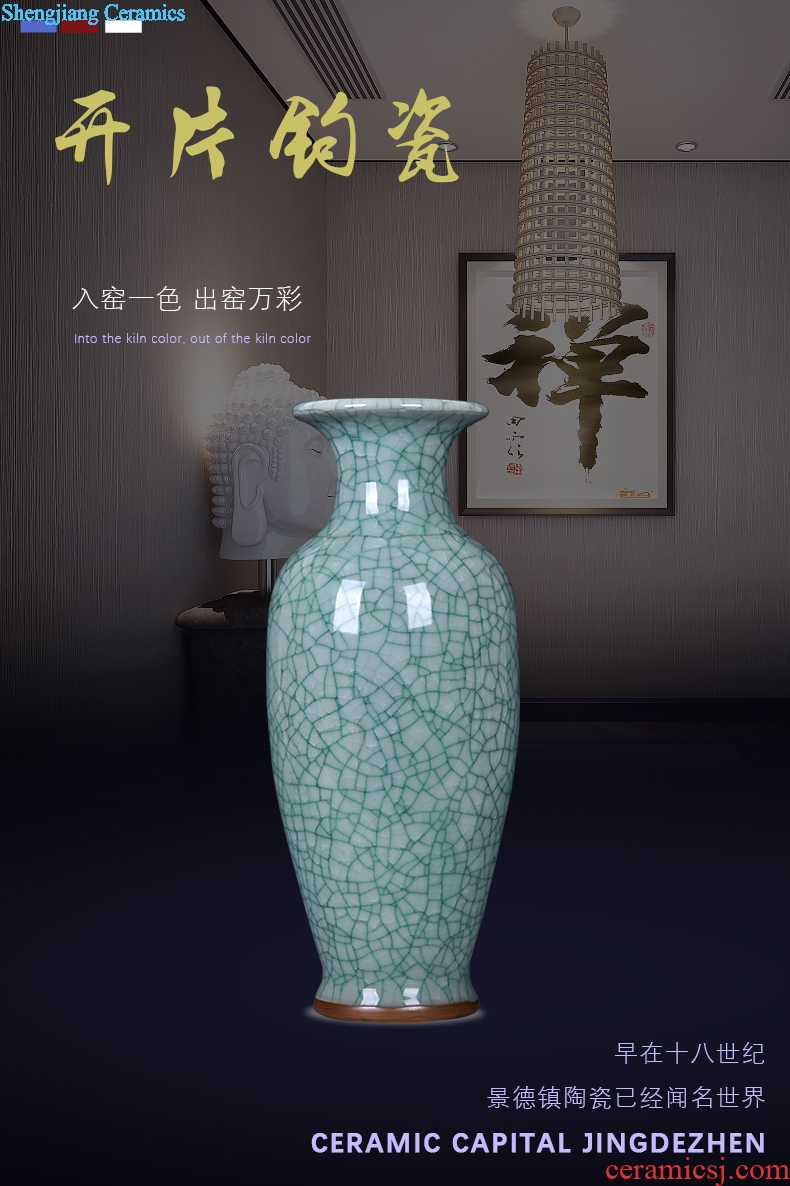 Jun porcelain glaze cracks borneol classical jingdezhen ceramics vase dried flowers sitting room home decoration handicraft furnishing articles